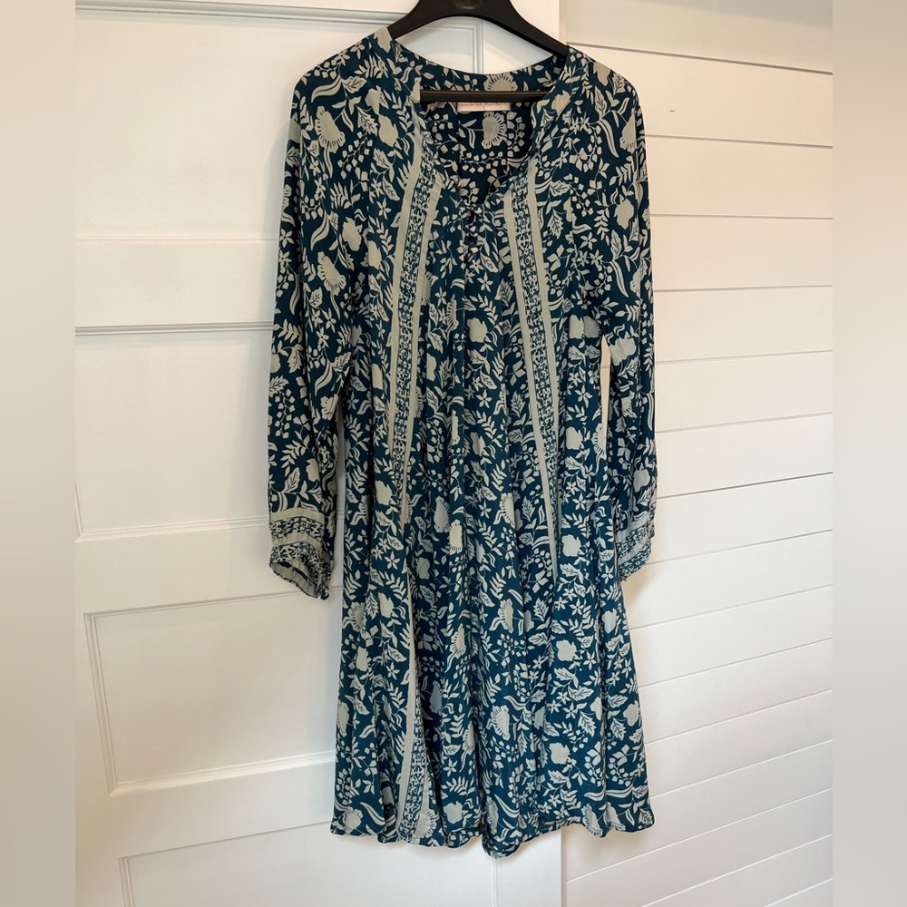Natalie Martin Fiore short silk dress turquoise blue, size L